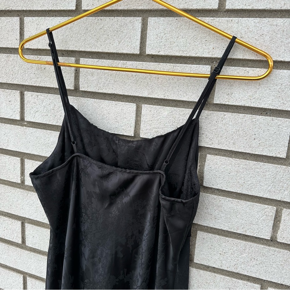 19 Cooper Black Floral Jacquard Satin Midi Dress Slip Flare NWT M Cocktail 90s - Picture 12 of 13